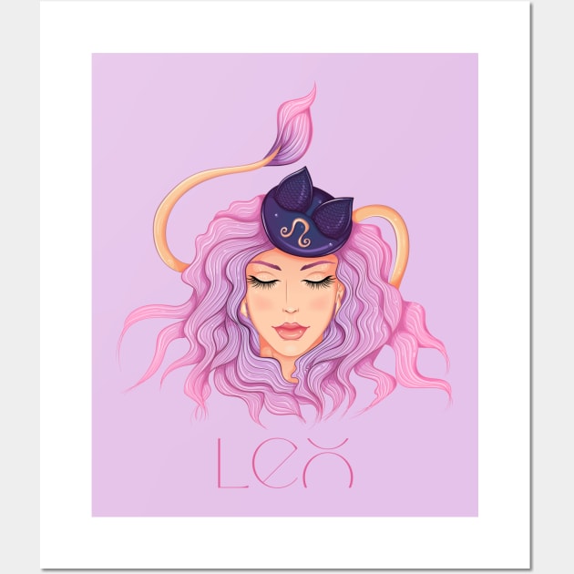 Leo Zodiac Sign Beautiful Girl Wall Art by Violete Designs